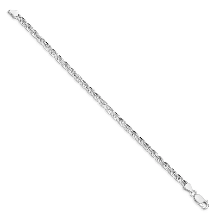 Rings TreasureFineJewelers Sterling Silver Rhodiumplated 425mm Diamondcut Rope Chain