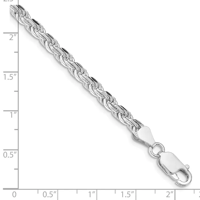 Rings TreasureFineJewelers Sterling Silver Rhodiumplated 425mm Diamondcut Rope Chain