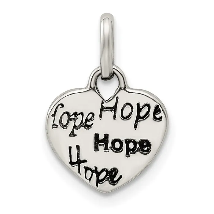 Sterling Silver Antiqued and Polished HOPE Heart Charm TreasureFineJewelers Rings Sterling Silver Antiqued and Polished HOPE Heart Charm TreasureFineJewelers Rings