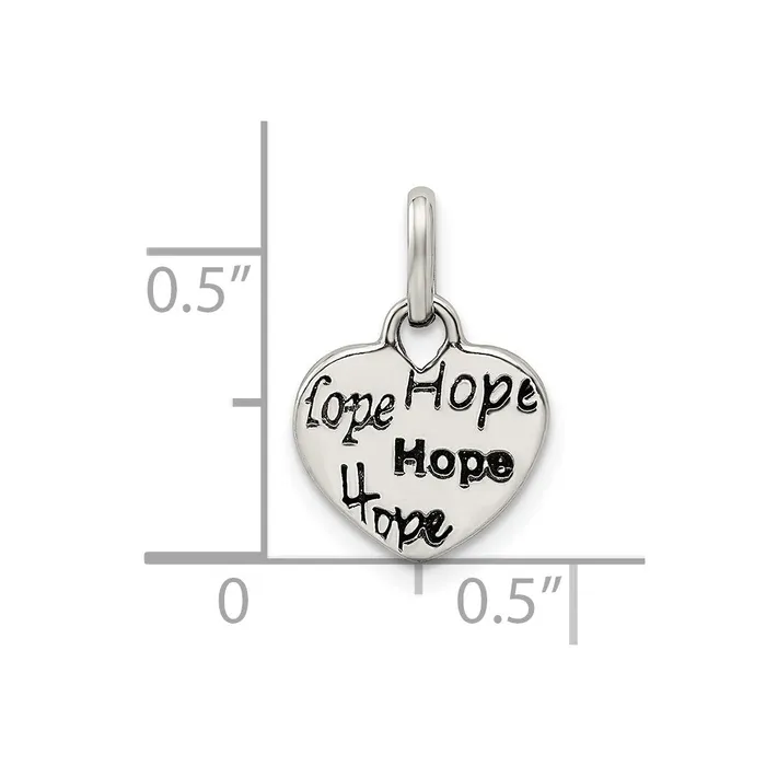 Sterling Silver Antiqued and Polished HOPE Heart Charm TreasureFineJewelers Rings