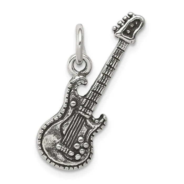 Sterling Silver Antiqued Electric Guitar Charm TreasureFineJewelers Rings