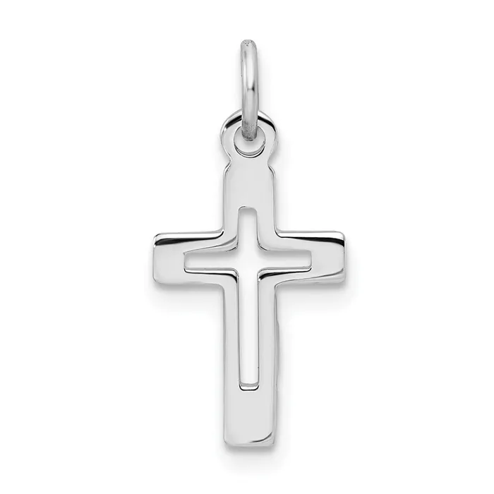Sterling Silver Rhodiumplated Cross Pendant TreasureFineJewelers Necklaces