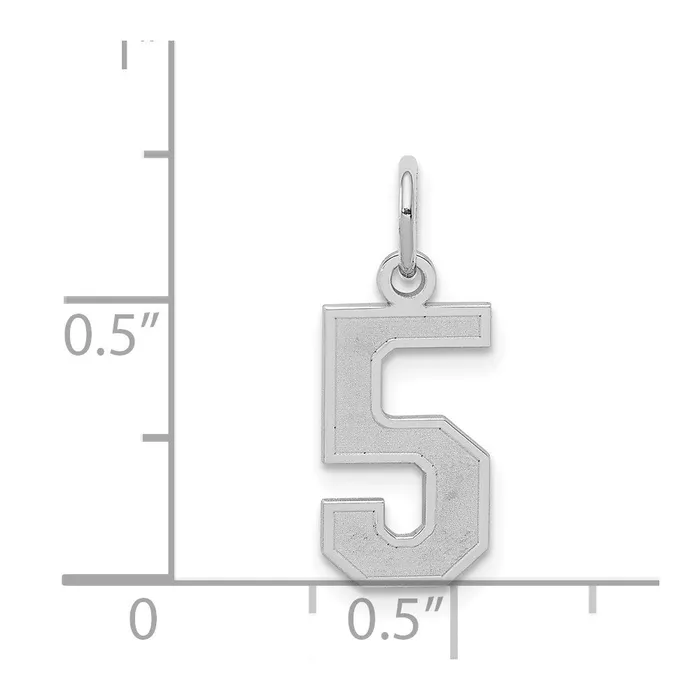 Sterling SilverRhodiumplated Satin Number 5 Charm TreasureFineJewelers Rings