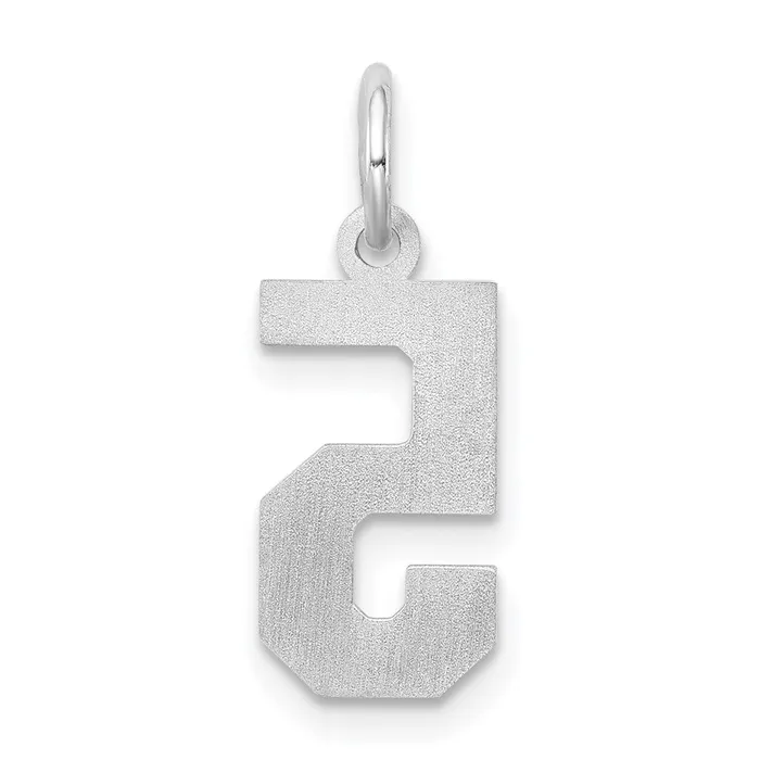 Sterling SilverRhodiumplated Satin Number 5 Charm TreasureFineJewelers Rings