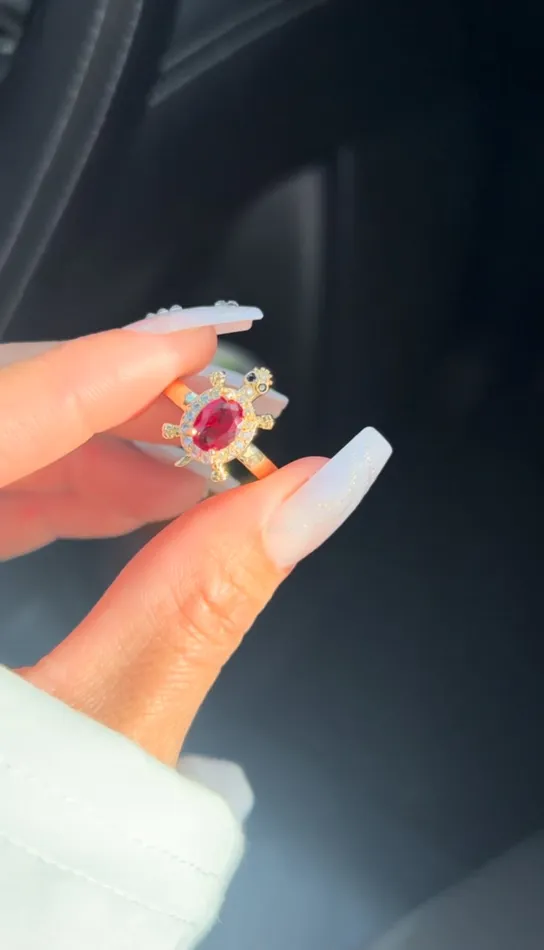 Swim at your own pace Ruby Sea Turtle Ring MP Jewelry Rings