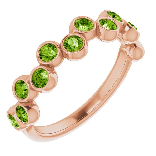 TreasureFineJeweler Rings 14K Rose Natural Peridot BezelSet Ring