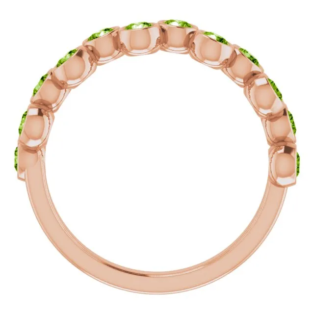 TreasureFineJeweler Rings 14K Rose Natural Peridot BezelSet Ring