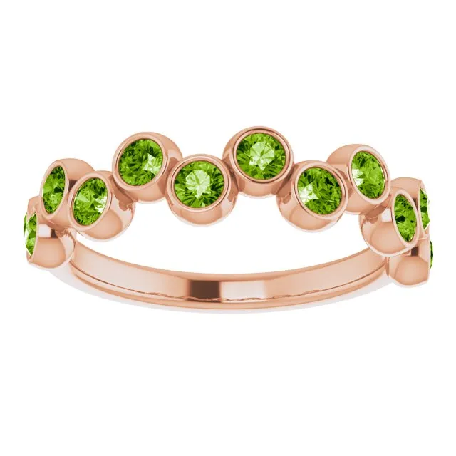 TreasureFineJeweler Rings 14K Rose Natural Peridot BezelSet Ring