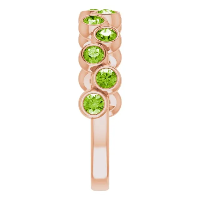 TreasureFineJeweler Rings 14K Rose Natural Peridot BezelSet Ring