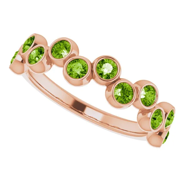 TreasureFineJeweler Rings 14K Rose Natural Peridot BezelSet Ring