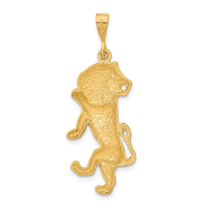 TreasureFineJewelers Charm Necklaces 14k Satin Diamondcut Leo Zodiac Charm
