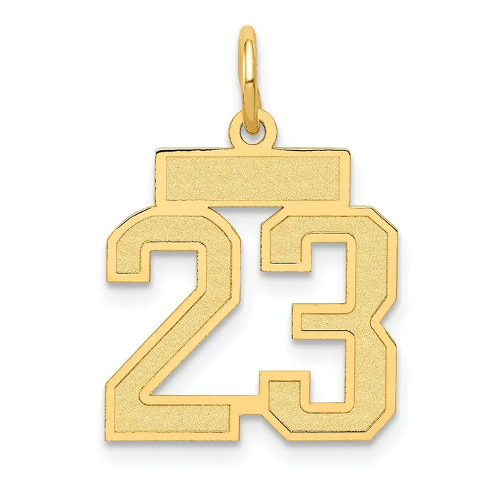 TreasureFineJewelers Charm Necklaces 14k Small Satin Number 23 Charm