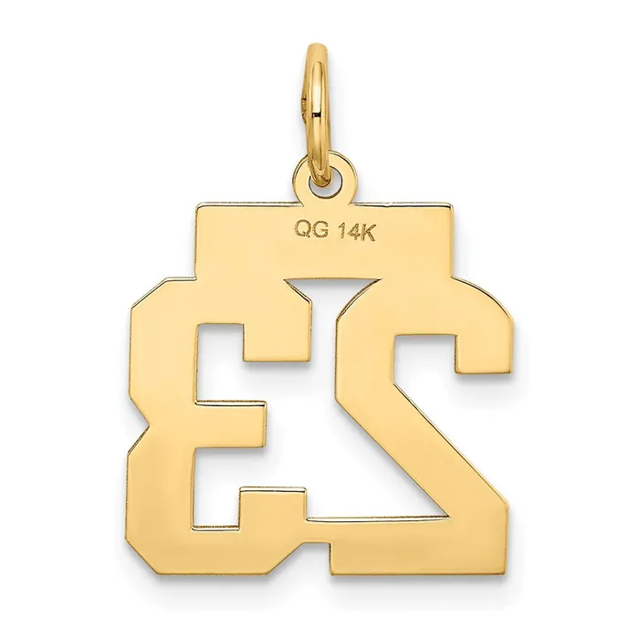 TreasureFineJewelers Charm Necklaces 14k Small Satin Number 23 Charm