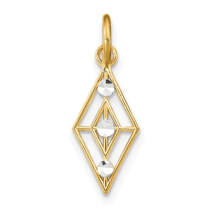 TreasureFineJewelers Charm Necklaces 14K wRhodium DC Diamond Shaped Charm