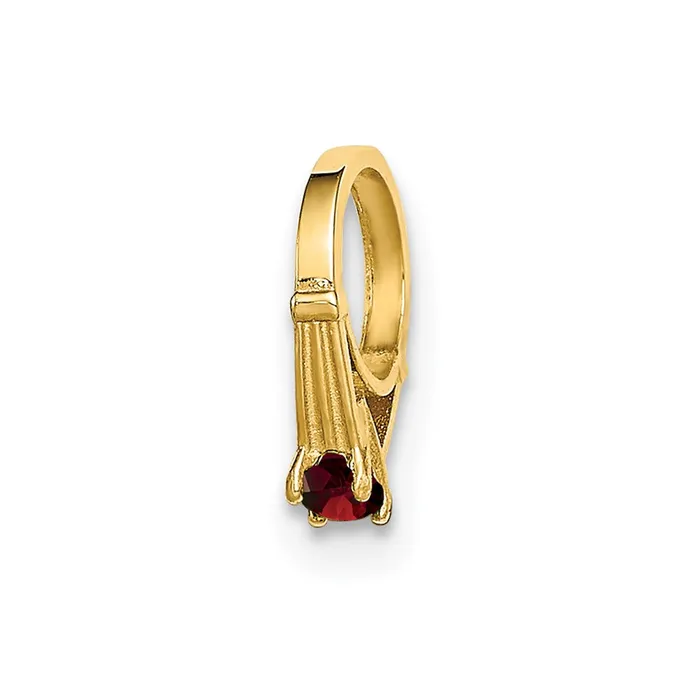 TreasureFineJewelers Rings 14k Yellow Gold 3D Ring with Red CZ Charm
