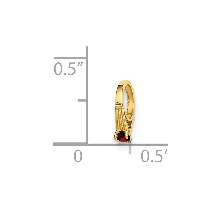 TreasureFineJewelers Rings 14k Yellow Gold 3D Ring with Red CZ Charm