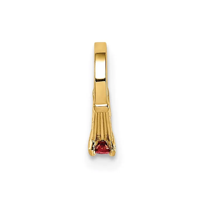 TreasureFineJewelers Rings 14k Yellow Gold 3D Ring with Red CZ Charm