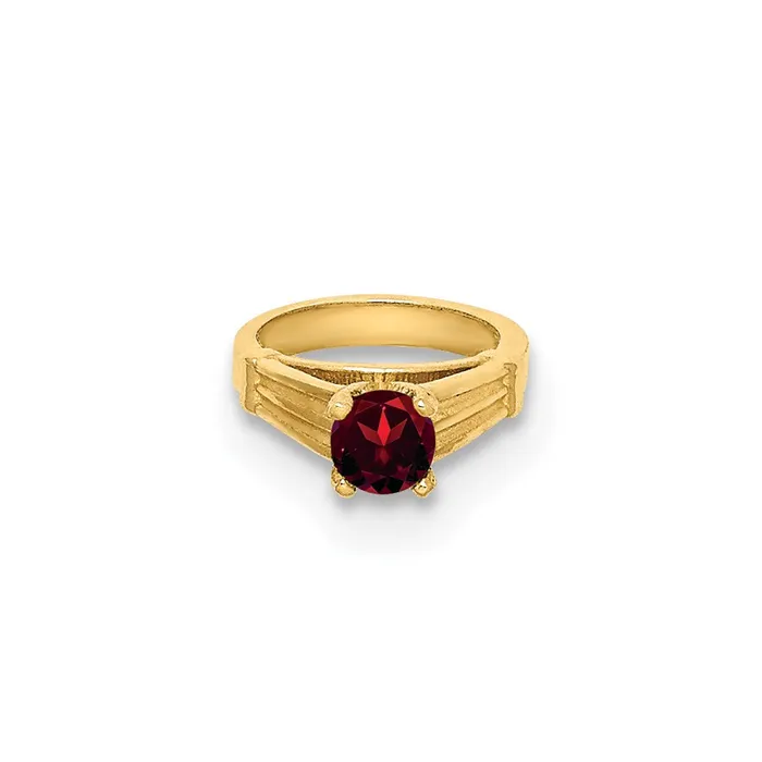 TreasureFineJewelers Rings 14k Yellow Gold 3D Ring with Red CZ Charm
