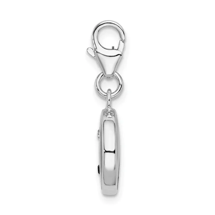 TreasureFineJewelers Rings Sterling Silver Amore La Vita Rhodpl Enameled Swarovski Yin Yang Charm