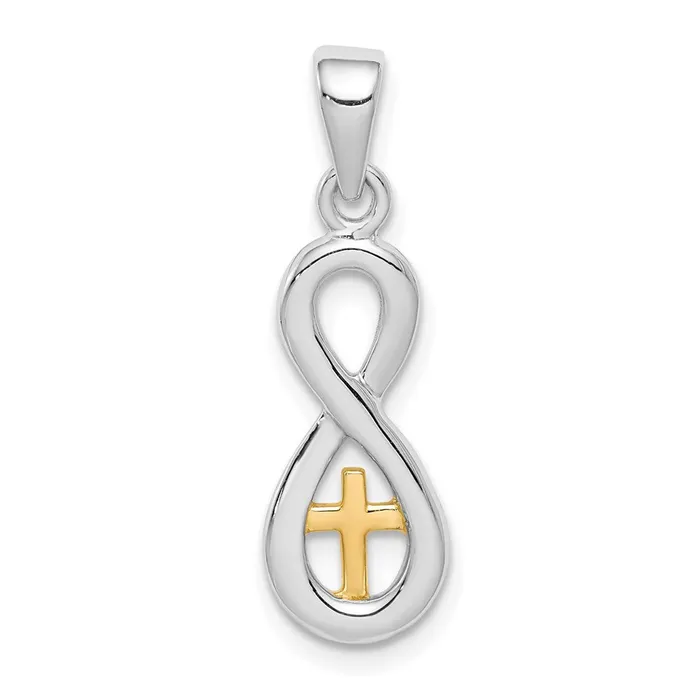 TreasureFineJewelers Rings Sterling Silver Gold tone Cross Infinity Pendant TreasureFineJewelers Rings Sterling Silver Gold tone Cross Infinity Pendant
