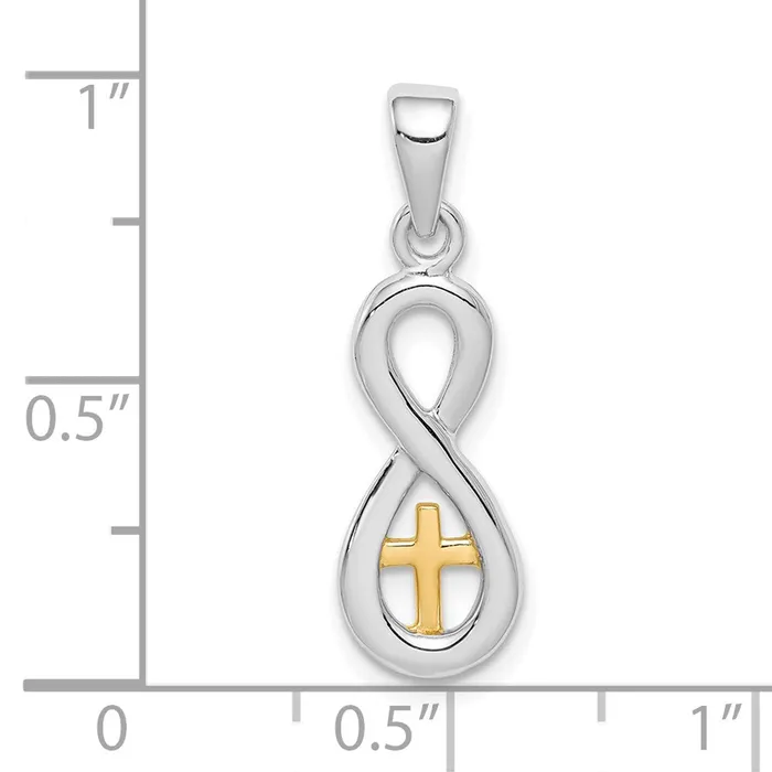 TreasureFineJewelers Rings Sterling Silver Gold tone Cross Infinity Pendant