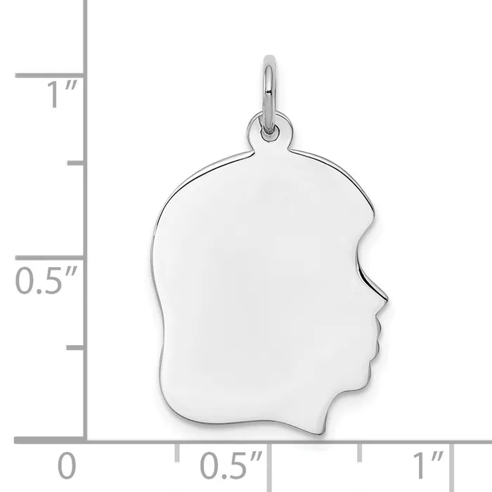 TreasureFineJewelers Rings Sterling Silver Rhodplate Eng Girl Disc Charm Polish on FrontBack