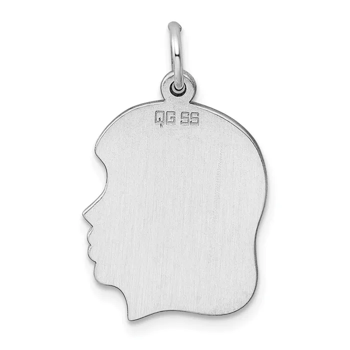 TreasureFineJewelers Rings Sterling Silver Rhodplate Eng Girl Disc Charm Polish on FrontBack