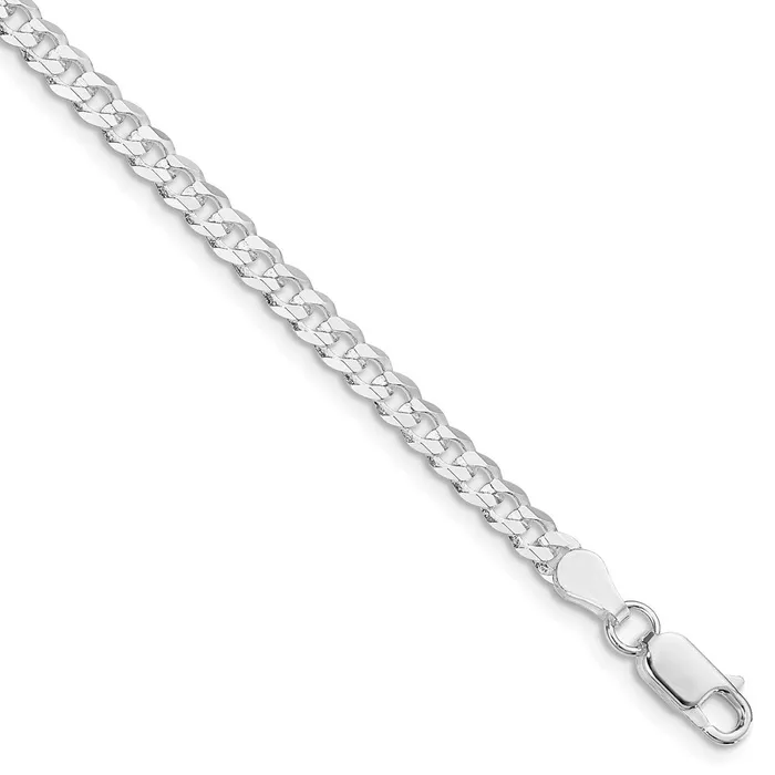 TreasureFineJewelers Rings Sterling Silver Rhodiumplated 38mm Flat Curb Chain TreasureFineJewelers Rings Sterling Silver Rhodiumplated 38mm Flat Curb Chain