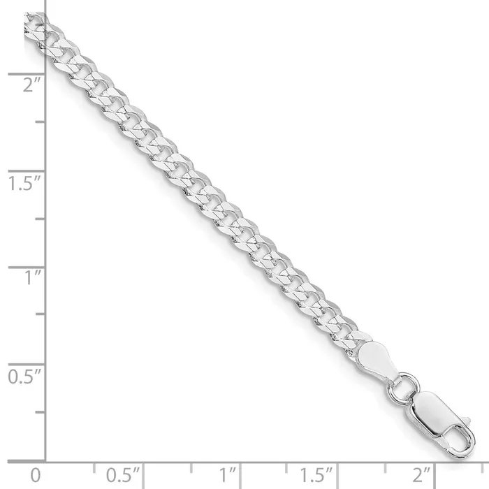 TreasureFineJewelers Rings Sterling Silver Rhodiumplated 38mm Flat Curb Chain
