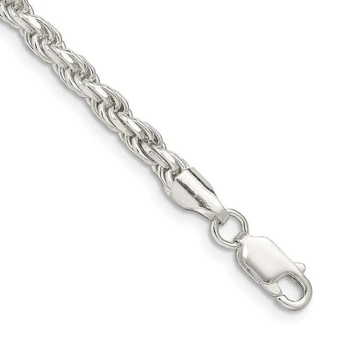 TreasureFineJewelers Sterling Silver 35mm Diamondcut Rope Chain Rings