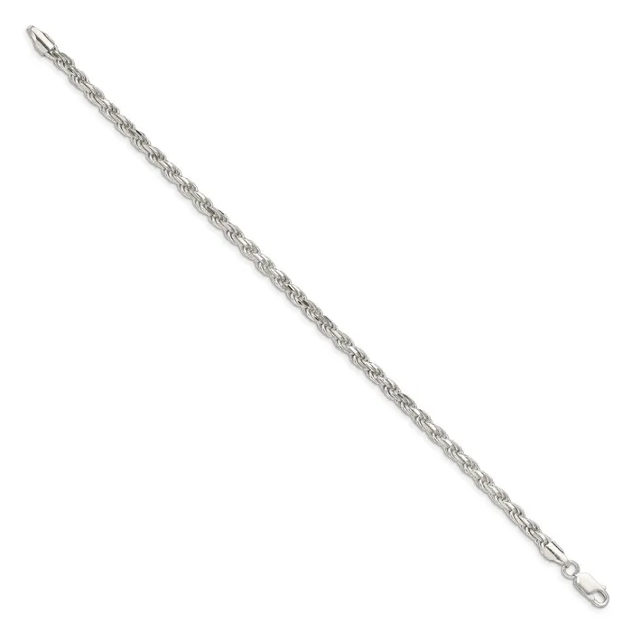 TreasureFineJewelers Sterling Silver 35mm Diamondcut Rope Chain Rings