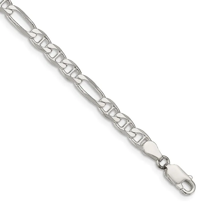 TreasureFineJewelers Sterling Silver 45mm Figaro Anchor Chain Rings