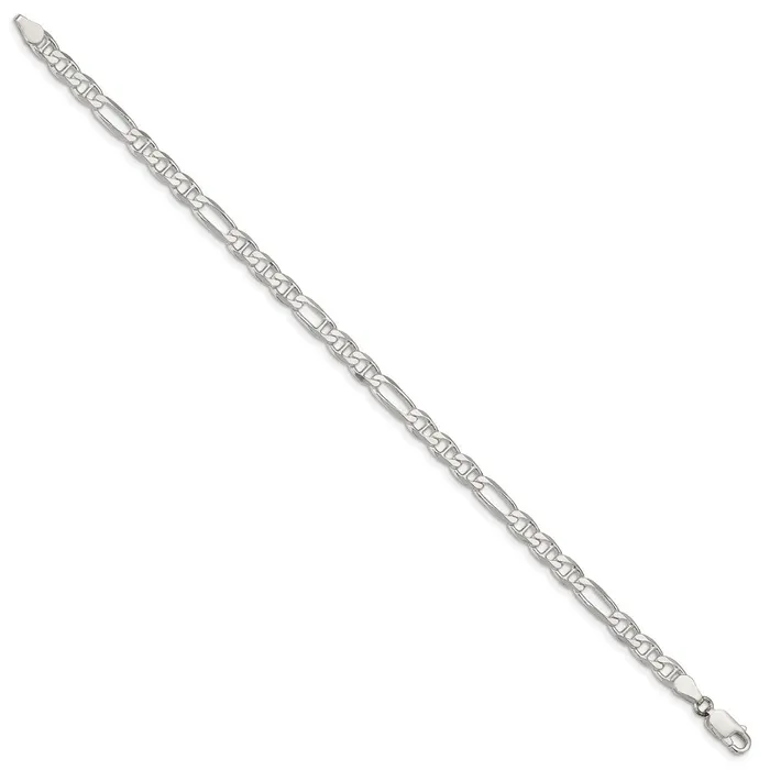 TreasureFineJewelers Sterling Silver 45mm Figaro Anchor Chain Rings