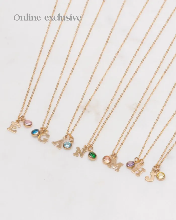 ERIJEWELRY Necklaces Initial L with Birthstone Necklace