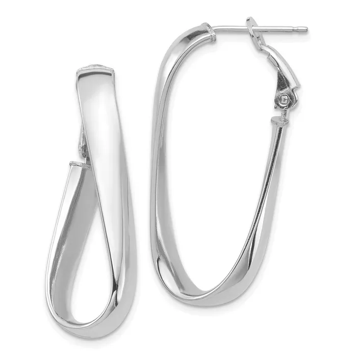 14k White Gold Polished 5mm Twisted Oval Omega Back Hoop EarringsWBCPRE990W WB Choice Jewelry Earrings