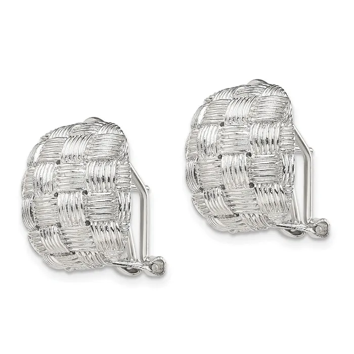 Earrings Sterling Silver Square Fancy Omega Back EarringsWBCQE2932 WB Choice Jewelry