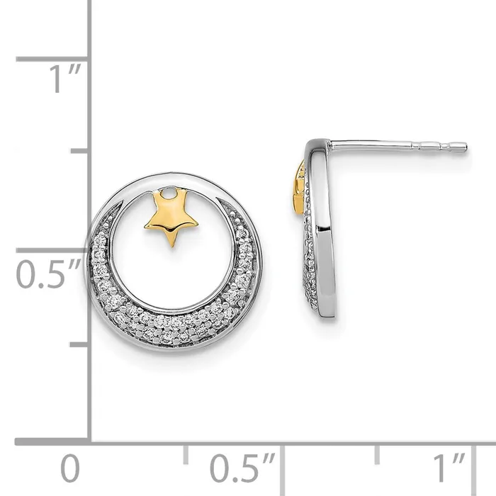 Earrings WB Choice Jewelry 14k Twotone Polished Moon and Stars Diamond Post EarringsWBCEM6844020WYA