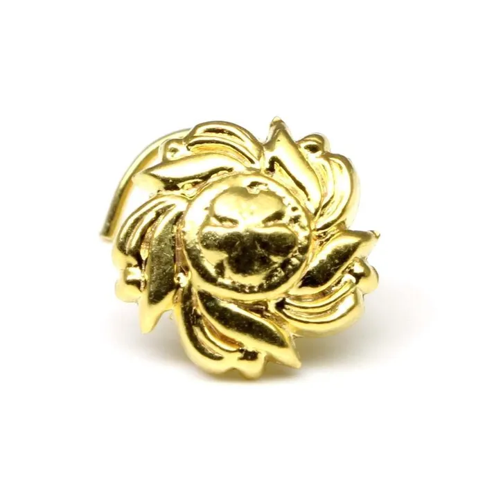 Indian Nose Stud Gold plated nose ring corkscrew piercing ring l bend 22g Karizma Jewels Rings