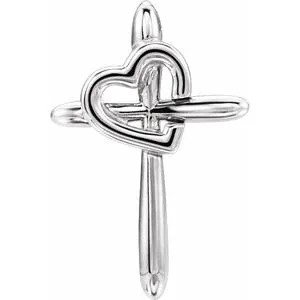 Necklaces Platinum Cross with Heart PendantR42346106PSTWBC WB Choice Jewelry