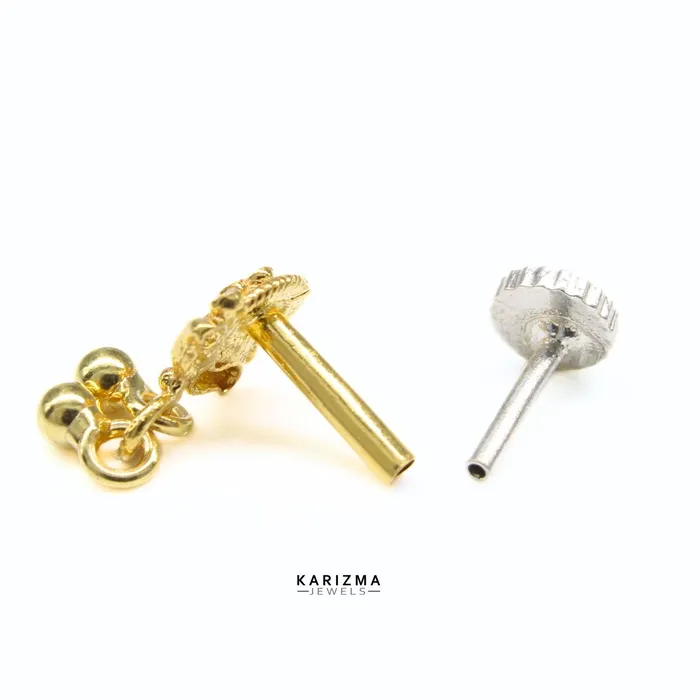 Rings Karizma Jewels Cute 18K Real Gold Indian Women Dangle Nose stud nose ring Push Pin