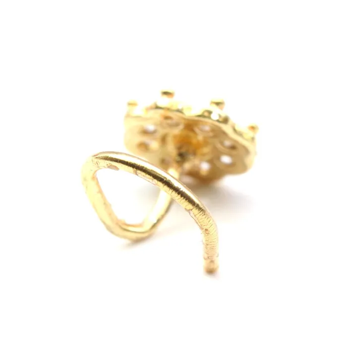 Rings Karizma Jewels Indian Gold Plated Nose Stud White CZ corkscrew piercing nose ring