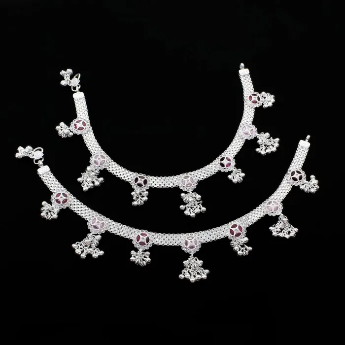 Rings Karizma Jewels Real Sterling Silver Indian women pink white CZ Beautiful Bridle Anklets Ankle Pair 105