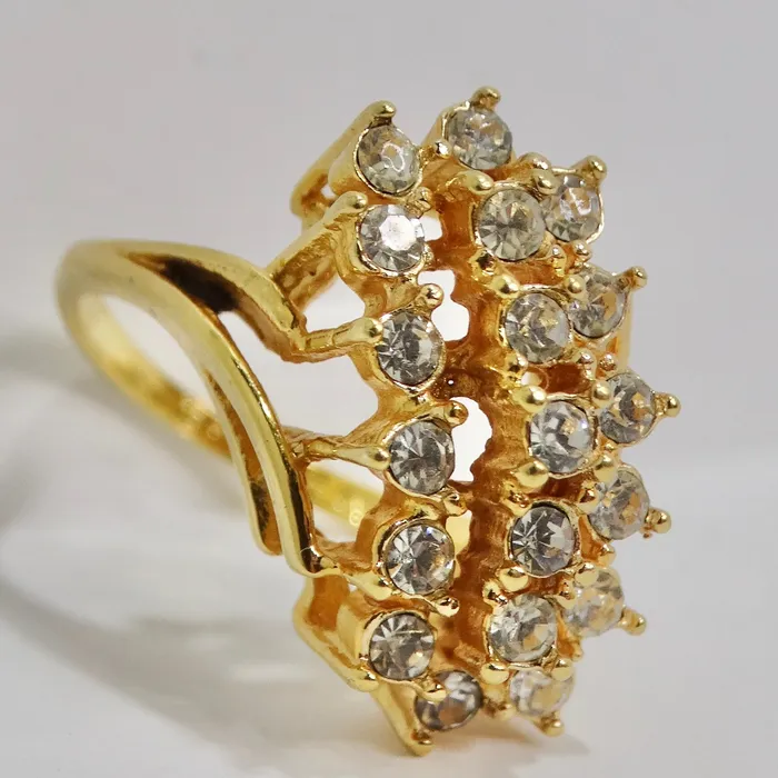 Rings Vintage by Misty 1960s Gold Plated Rhinestone Ring