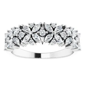 Rings WB Choice Jewelry 14K White 34 CTW Diamond Floral Anniversary Band124065600PSTWBC