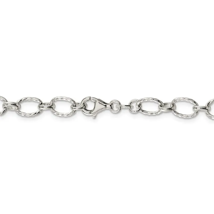 Sterling Silver 61mm Fancy Patterned Rolo ChainWBCQFC9216 WB Choice Jewelry Rings Sterling Silver 61mm Fancy Patterned Rolo ChainWBCQFC9216 WB Choice Jewelry Rings