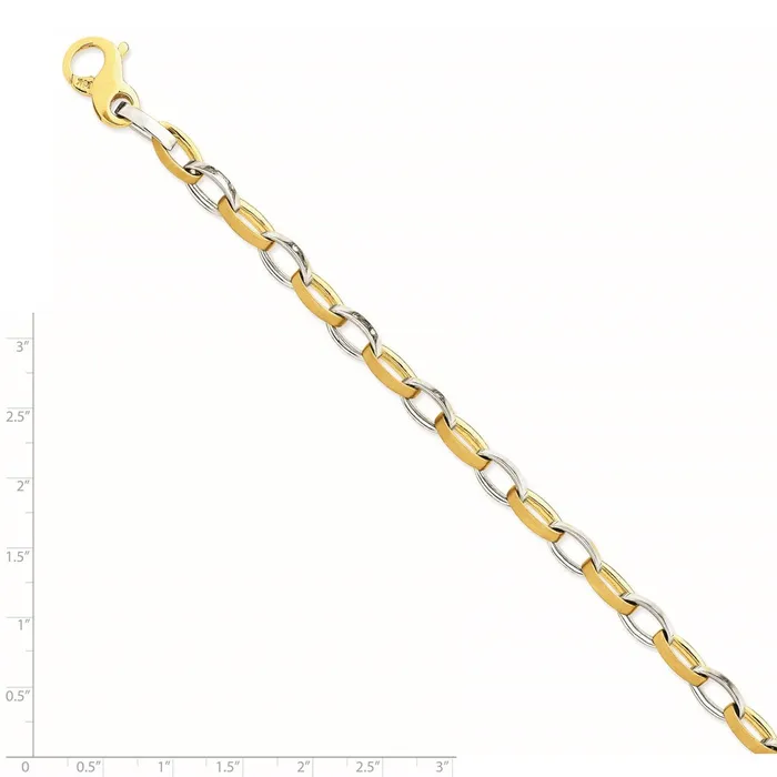 WB Choice Jewelry Bracelets 14k Twotone 66mm Polished and Satin Fancy Link BraceletWBCLK5639 WB Choice Jewelry Bracelets 14k Twotone 66mm Polished and Satin Fancy Link BraceletWBCLK5639
