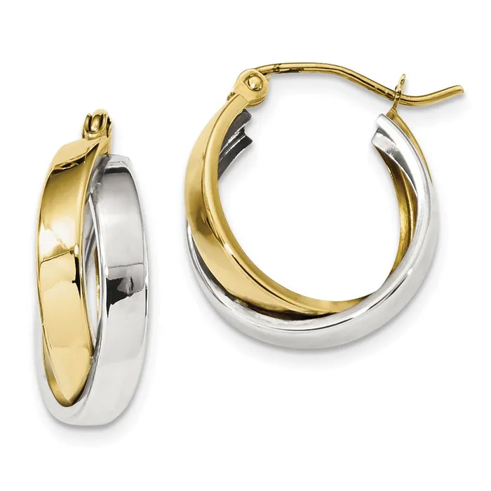 WB Choice Jewelry Earrings 10k Twotone Polished Double Hoop EarringsWBC10ER287
