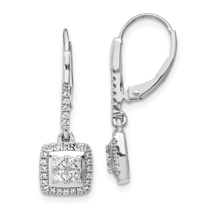 WB Choice Jewelry Earrings 14k White Gold Diamond Cluster Leverback EarringsWBCEM4372050WA