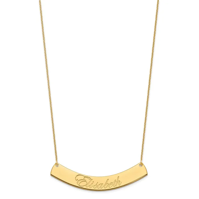 WB Choice Jewelry Necklaces 14K Large Polished Curved Edwardian Script Bar NecklaceWBCXNA1227Y