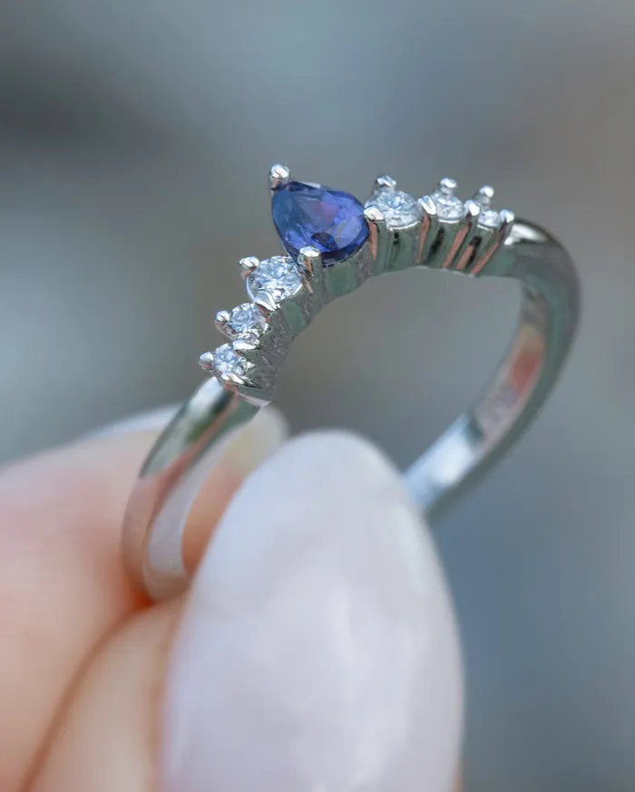 Albrecht Jewellery Rings Purple Sapphire Engagement Ring Set w Diamonds 14K Gold